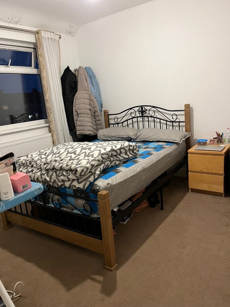 image for Double bed , metal frame and back included