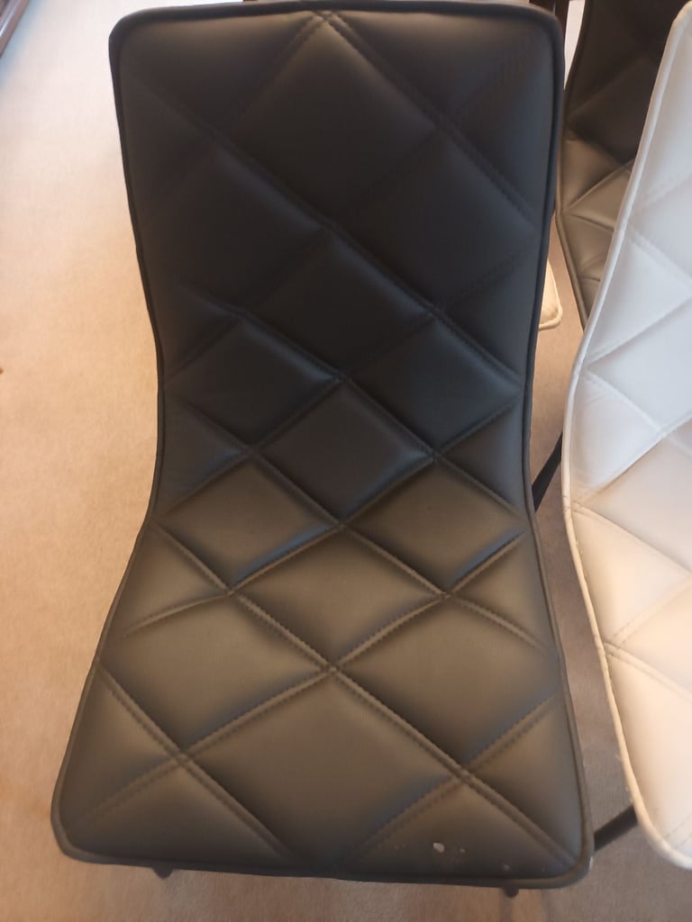 6 MODERN DINING CHAIRS - 3 WHITE,  3 DARK GREY