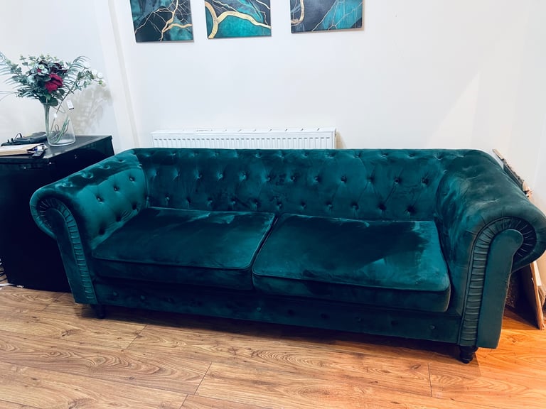 image for Emrald velvet chesterfield sofas 