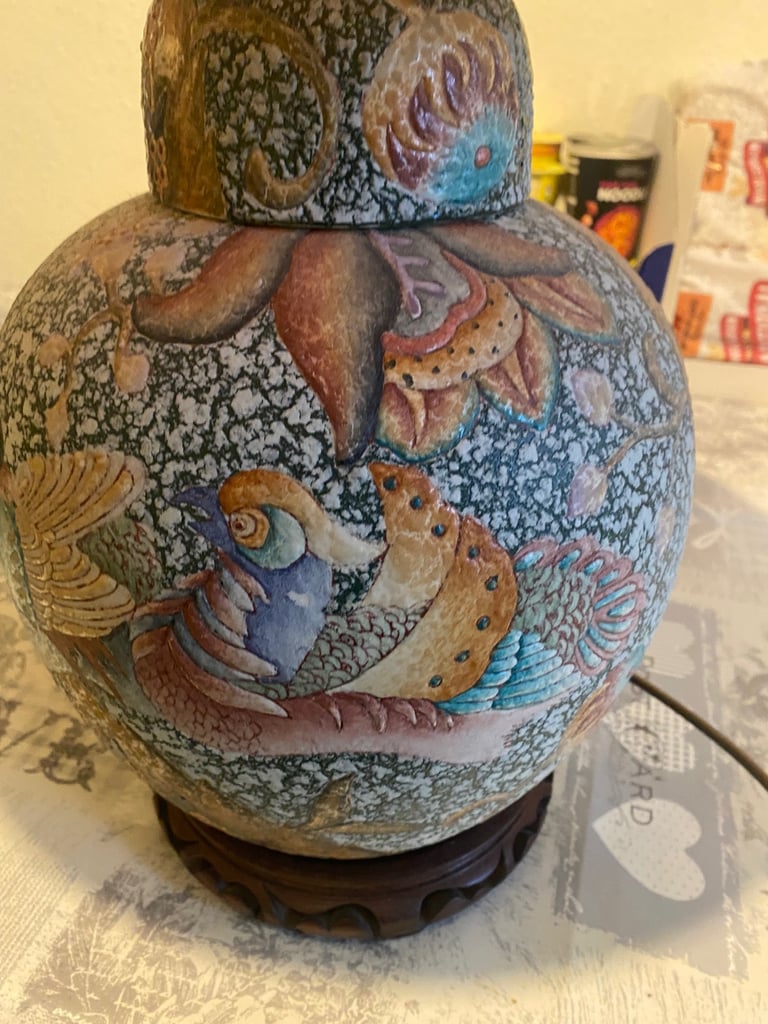 2 large oriental vintage ceramic table lamps 