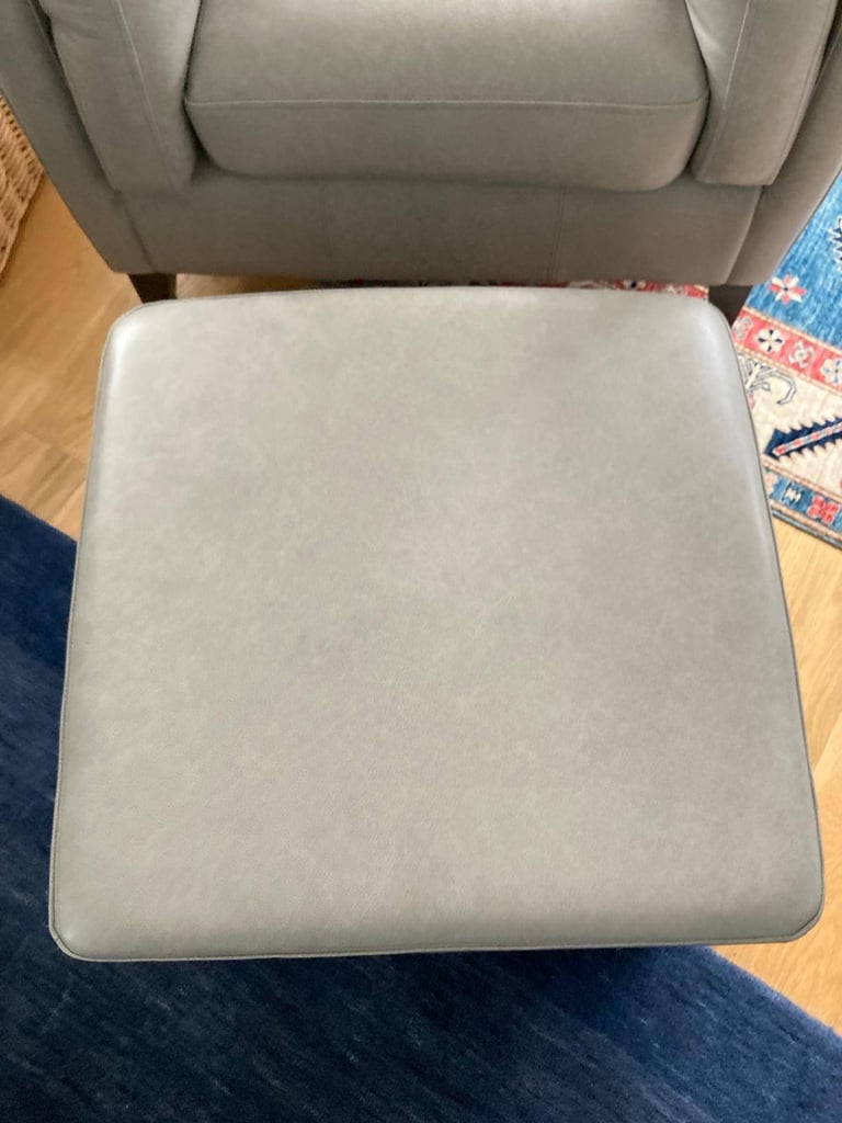 Grey Thomas Lloyd Hudson Leather Chair with Footstool