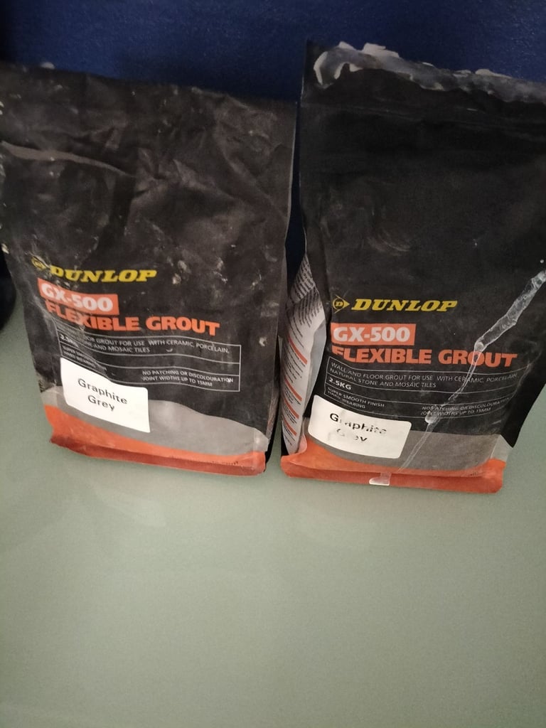 image for New 4 KG Dunlop GX500 Flexible tile grout Graphite grey 123