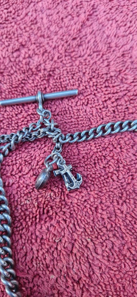 Silver albert chain fob and charms