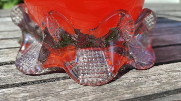 Orange Tango Glass Basket in the manner of Michael Powolny for Loetz