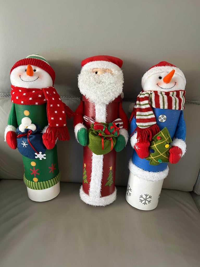 image for 3 large Xmas wine bottle covers 