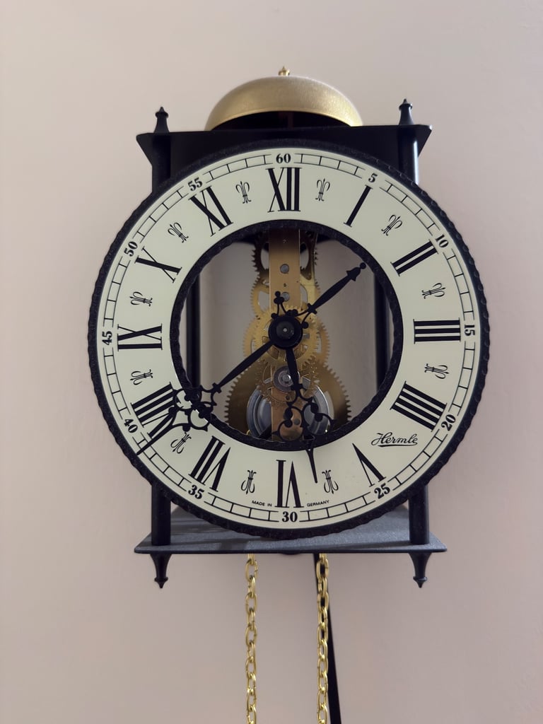 image for Hermle Mechanical Skeleton Wall Clock with Hour Strike