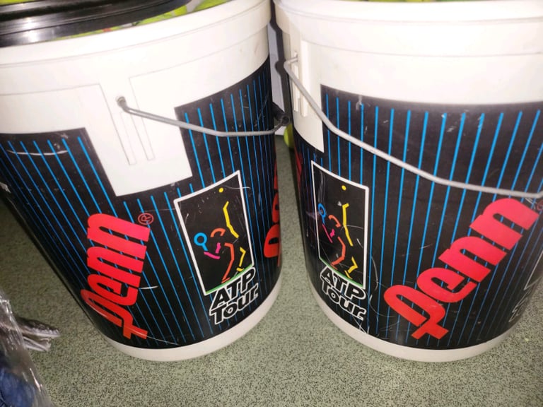AVAILABLE FOR SALE Tennis ball buckets ATP HOLD 9 DOZEN OR MOR BALLS