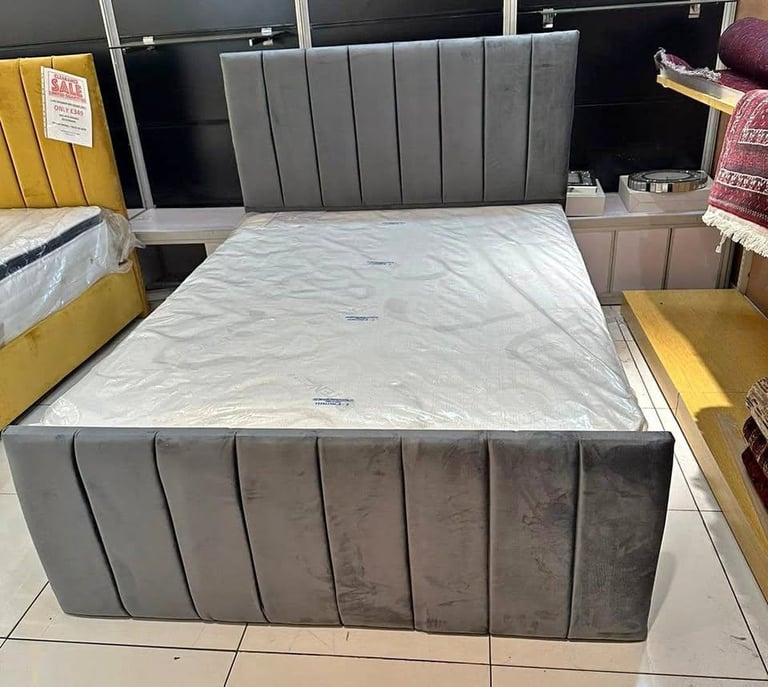 image for ]] New Arrival = Plush Velvet King Size - Florence Bed Frame - Optional Mattress = Suitable Price ]]