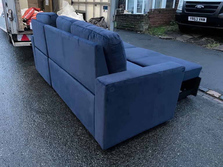 Corner sofa 🛋bed 🛌with storage reversible blue dark brand new available delivery extra cost 