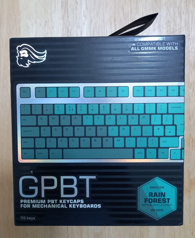 image for Glorious Premium GPBT Keycaps - 115 PBT keycaps ISO  DE layout Caribbean Ocean