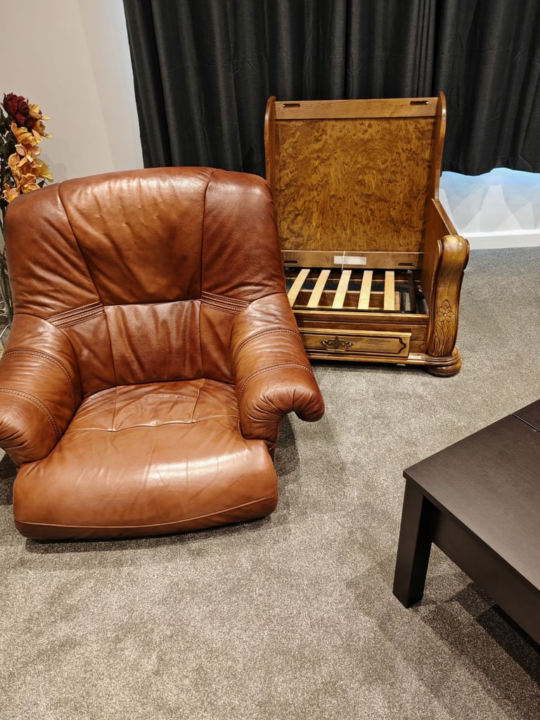 Reduced to Sell Vintage Brown Leather Dutch Style Sofa - Good Condition