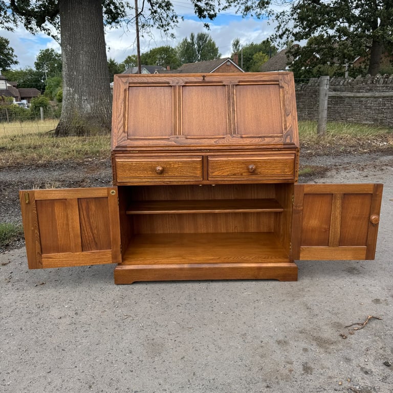 Vintage Ercol Connoisseur Bureau Model 867 Golden Dawn Writing Desk Storage