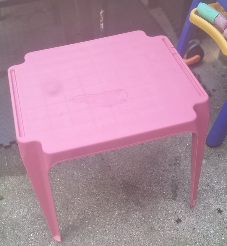 image for Pink kids table and red chair 