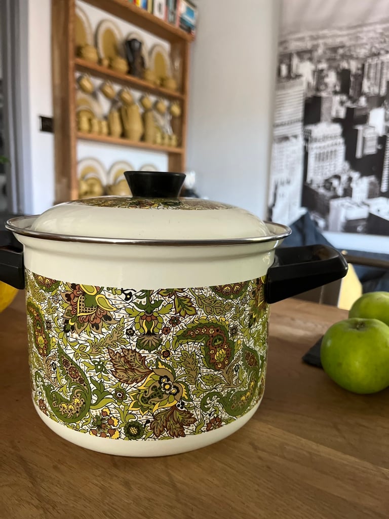 Vintage minchin Portuguese enamel on steel paisley stock pot 