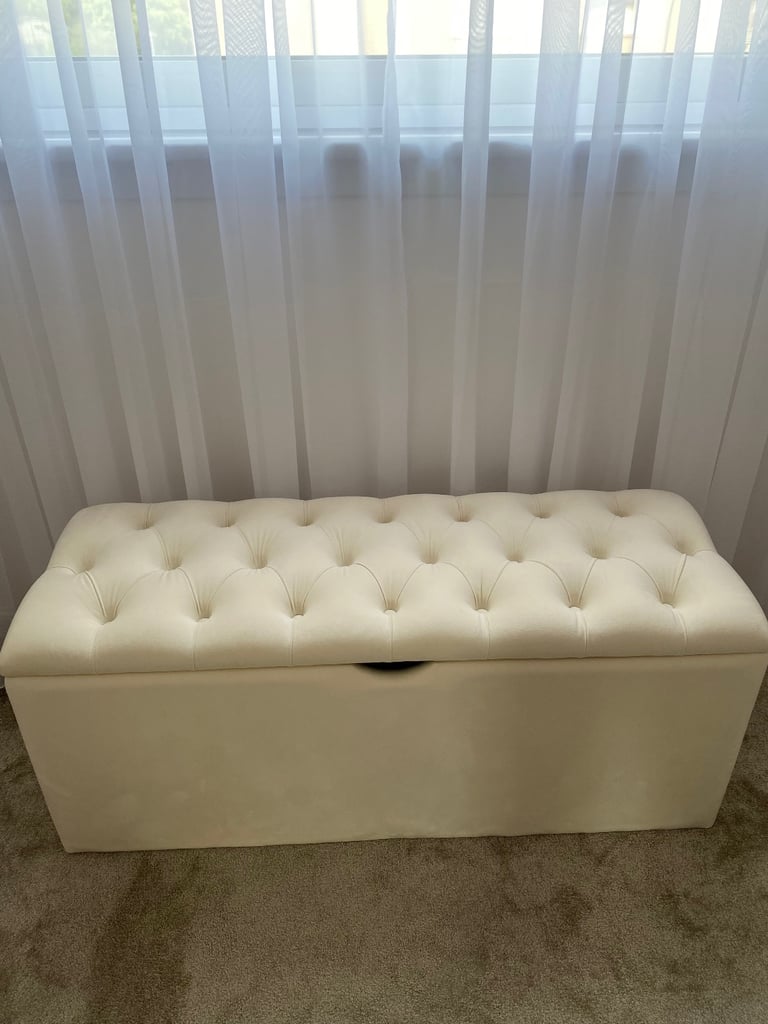 Upholstered Double Bed Frame and Blanket box.