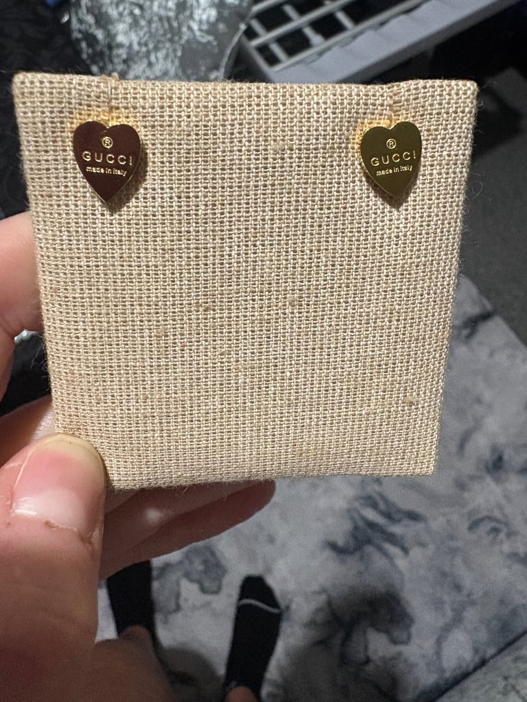 Gucci heart earrings, yellow gold plated, new
