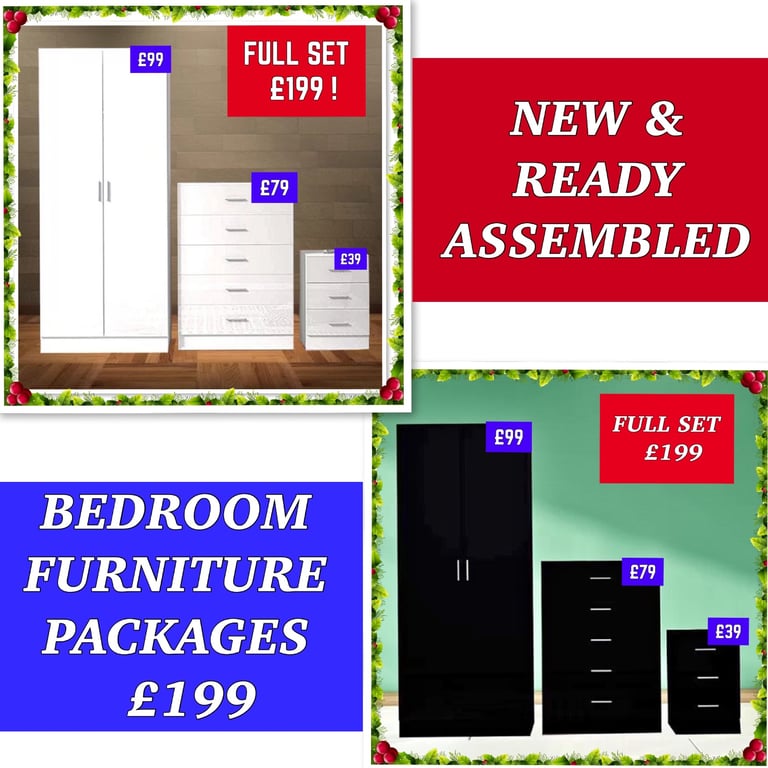 WARDROBE + CHEST OF DRAWERS + BEDSIDE CABINET £199 