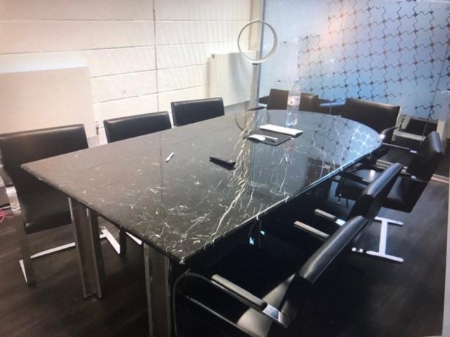 Croydon, London - Italian Nero Marquina Marble Boardroom Conference Meeting Office Table