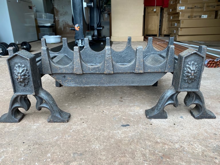 image for Cast Iron Fire Basket and Dogs