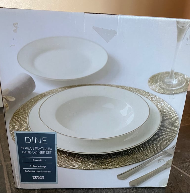 image for 12 piece dinner set platinum band brand new 