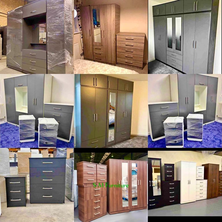 Modern Bedroom Furniture. Bedroom Suit Includes Bedside Tables, Chest of Drawers and Wardrobes