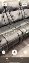 Sofas leather black recliners 3+2