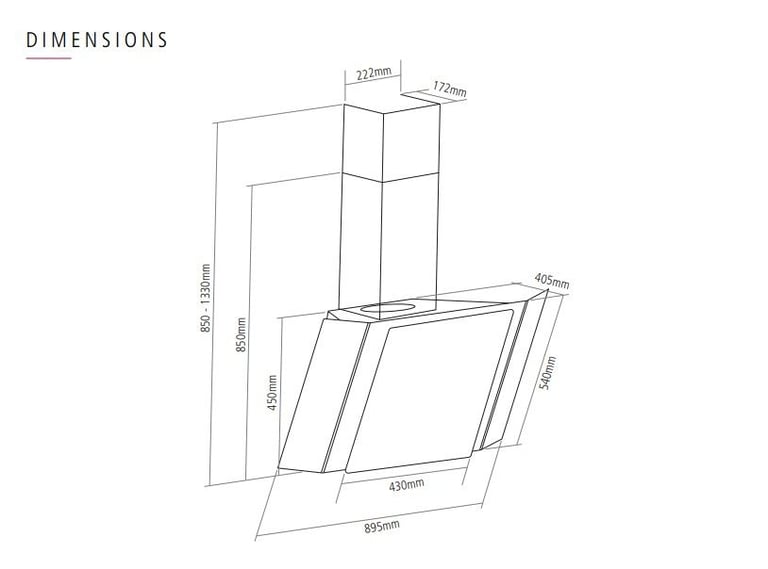 Caple - 90cm Wall Chimney Hood Gunmetal & Black Glass