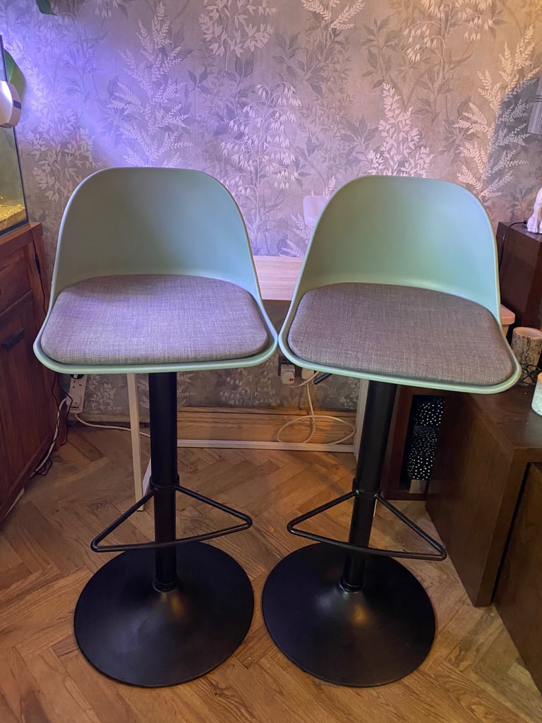 image for Fab bar, bistro stools pair of these in sage and black free local delivery 
