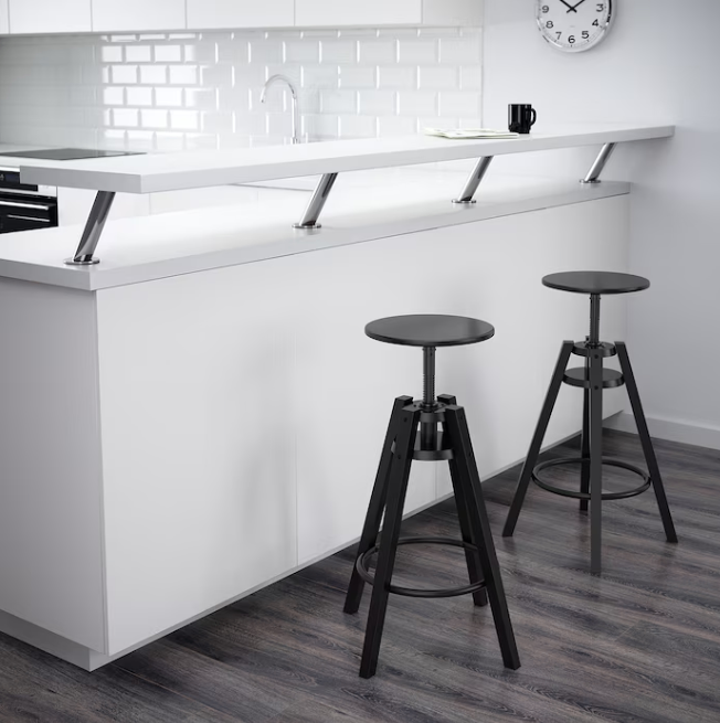 2 IKEA Dalfred Height Adjustable Bar Stools with Seat Cushions FREE DELIVERY 039