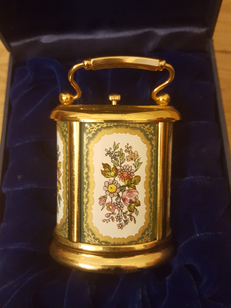 HALCYON DAYS ENAMELS GEORGIAN FLOWER CLOCK BOXED