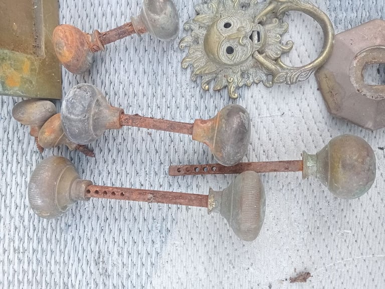 Vintage brass door furniture knocker letterbox handles