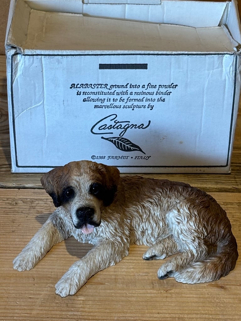 Castagna Vintage Italian St Bernard 1988 Reconstituted Alabaster Dog ...