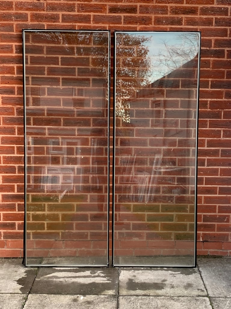 DOUBLE GLAZED TOUGHENED CLEAR GLASS PANELS X 2 IDENTICAL 63.5CM BY 175.5CM