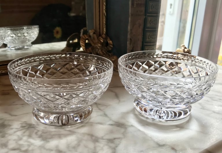 Stuart Crystal Sweetie Bowl & Pair matching Sundae Dishes