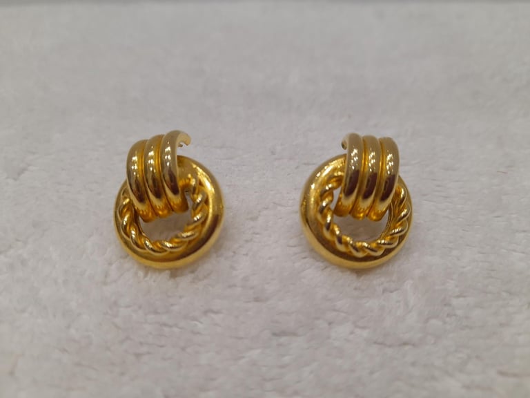 Vintage Carlo Orsini Jewellery Box of 4 Sets of Gold Coloured Earrings for Pierced Ears (Used)