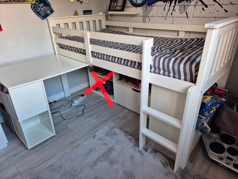 Cabin bed with desk and storage