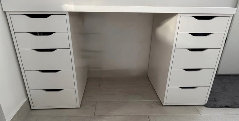 Ikea LAGKAPTEN/ALEX White Desk 10 Drawers 140 cm x 60cm x 73cm