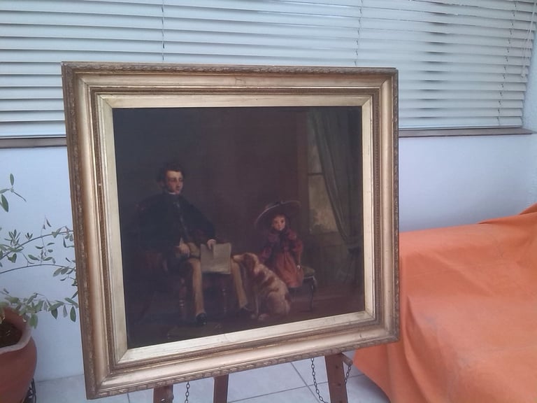 image for Very Large Beautiful Framed Genuine Victorian Oil Painting