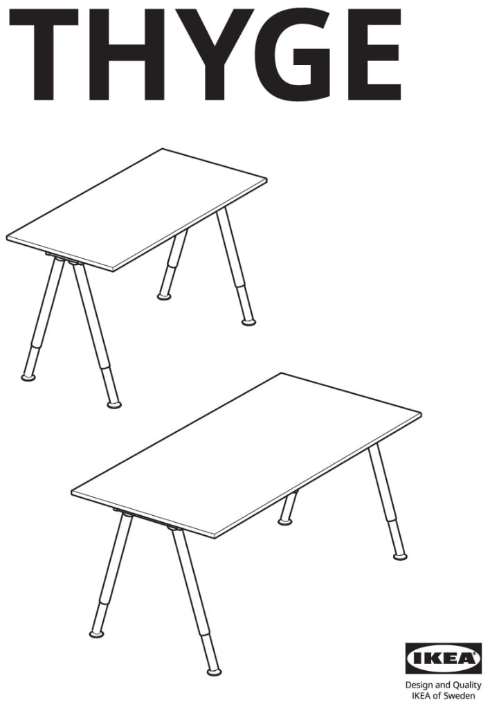 Ikea Large THYGE Height Adjustable Work Desk