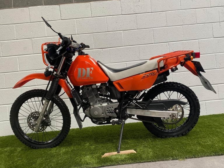 1998 JDM Suzuki DF200E enduro with large rack and headlight guard