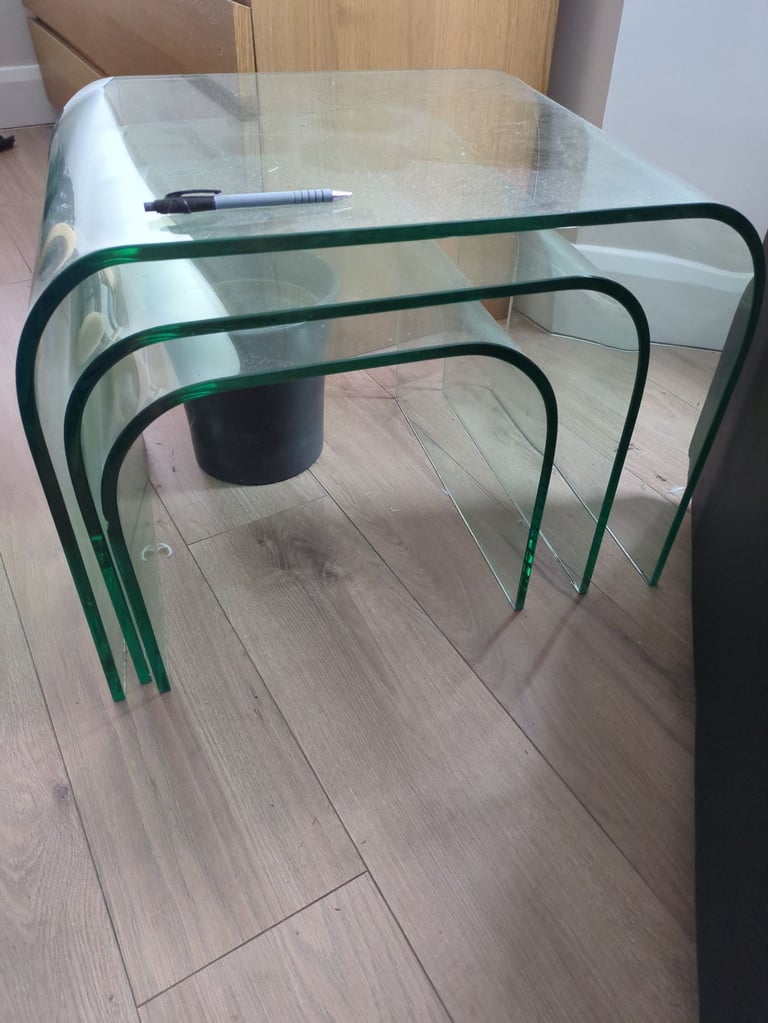 image for 3x glass side tables
