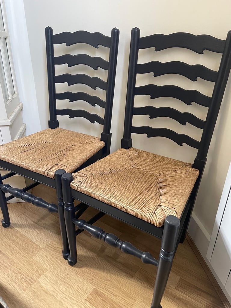 image for Pair solid wood painted dining chairs £60.00