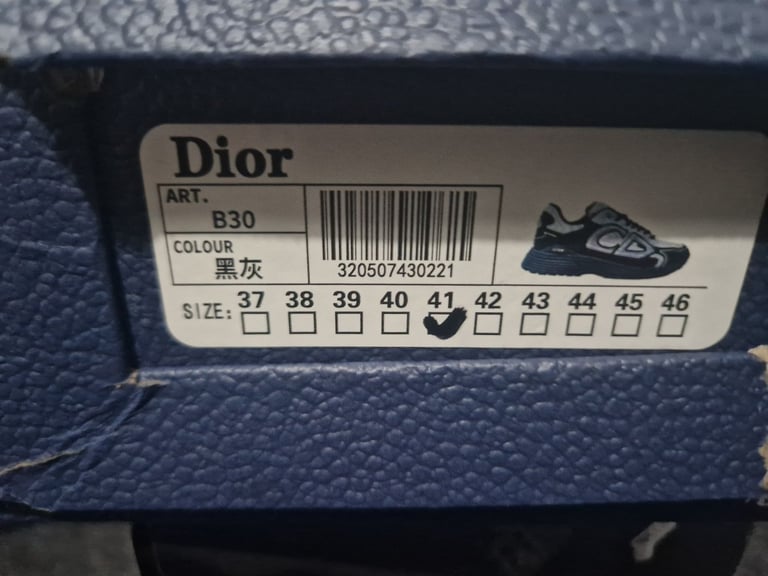 Dior b30 mens trainers in grey and black size 7