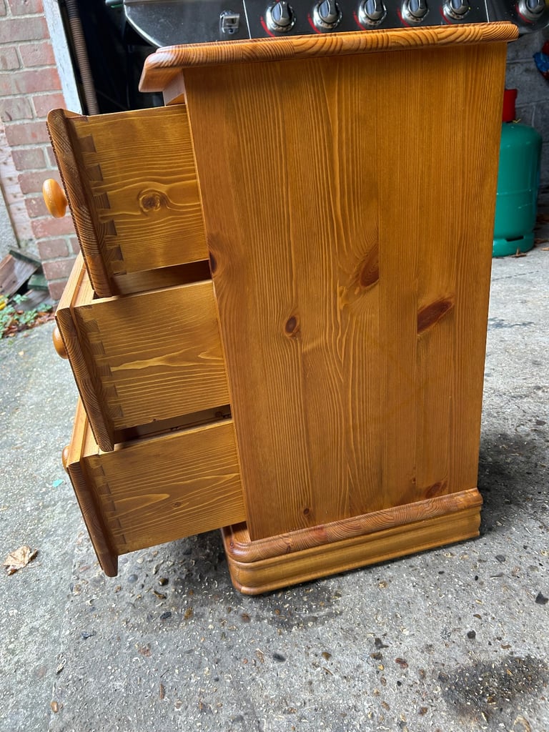 Solid chunky pine bedside table. Dovetail joints. Possible delivery 