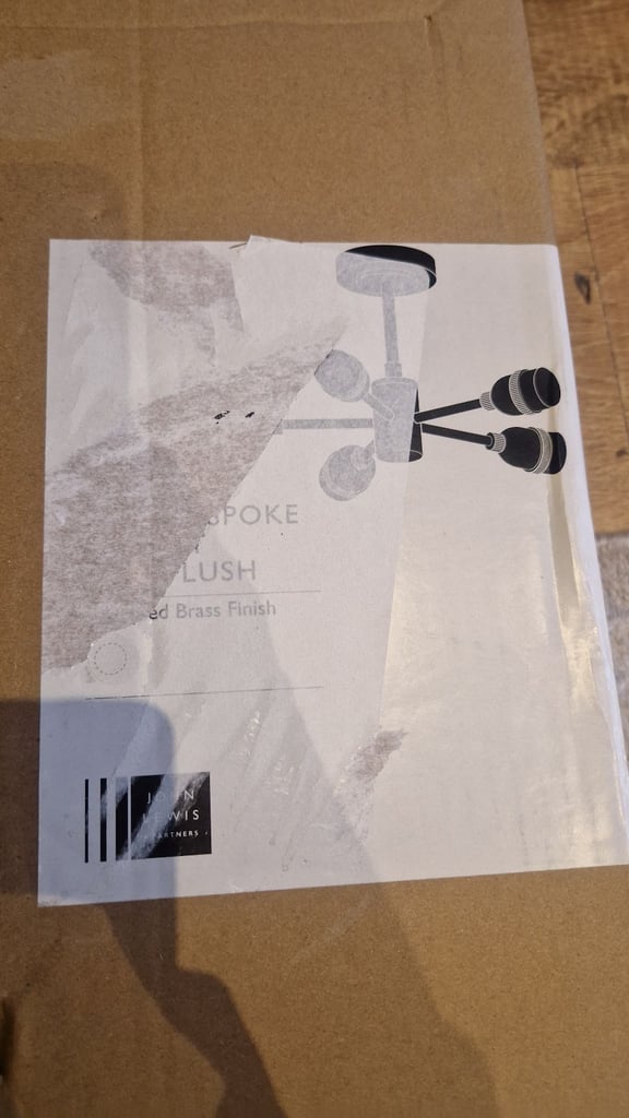 image for John Lewis Bistro Spoke 5 Arm Semi Flush Ceiling Light, Antique Brass Ex Display