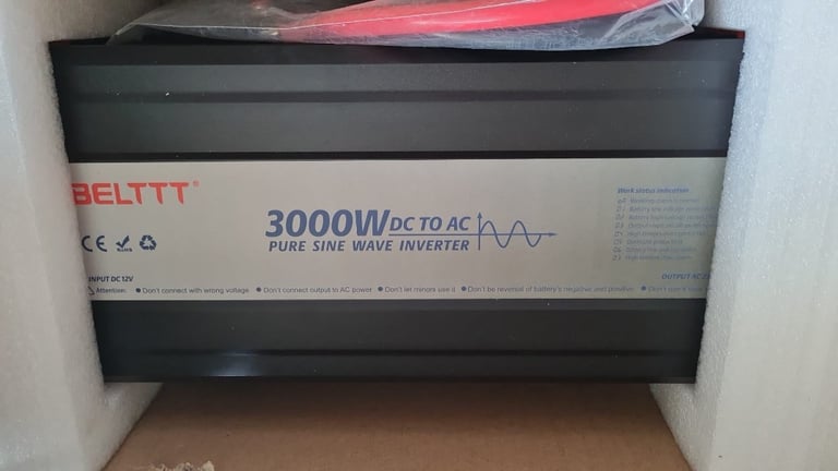 NEW BELTTT 3000W 12/24V PURE SINE WAVE INVERTER with USB Ports and AC Outlet Use RV Truck Car Home