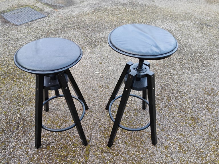 2 IKEA Dalfred Height Adjustable Bar Stools with Seat Cushions FREE DELIVERY 039