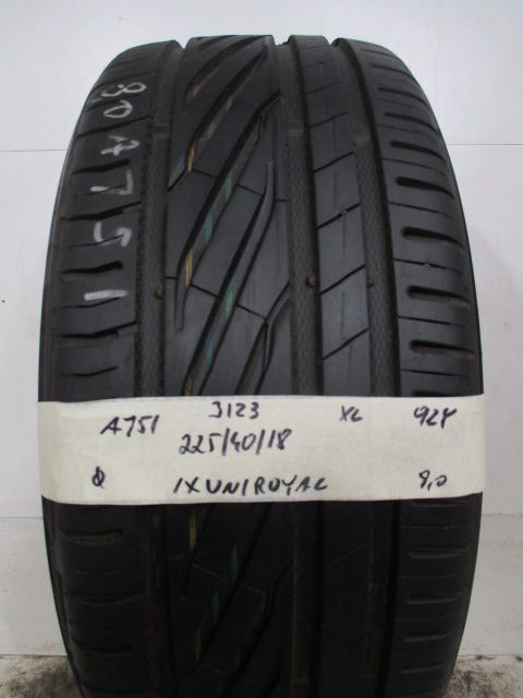 A751 1X 225/40/18 92Y UNIROYAL RENISPORT 5 XL 1X 8,0MM TREAD DOT 3123 NO PUNCTURE REPAIRS
