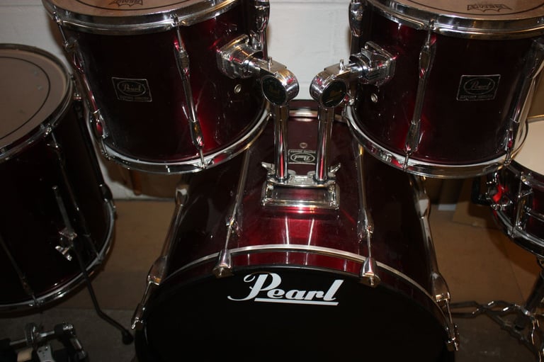 Pearl Export Wine Red 5 Piece Refurbished Drum Kit ~ 22in Bass ~ Hardware Included ~ £450 ono