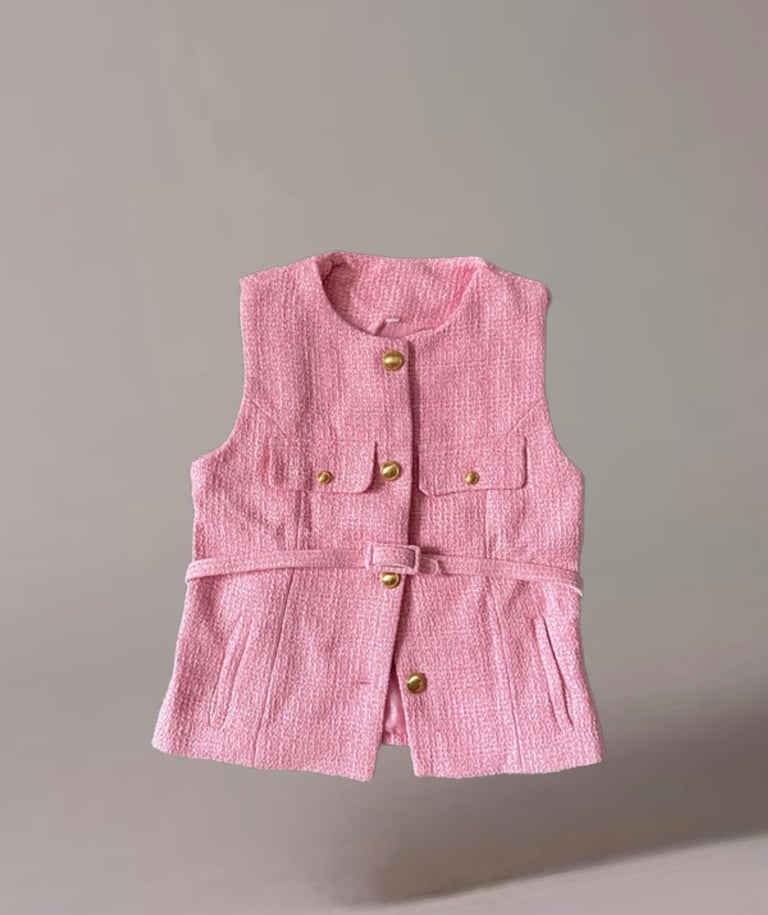 Pink tweed vest 